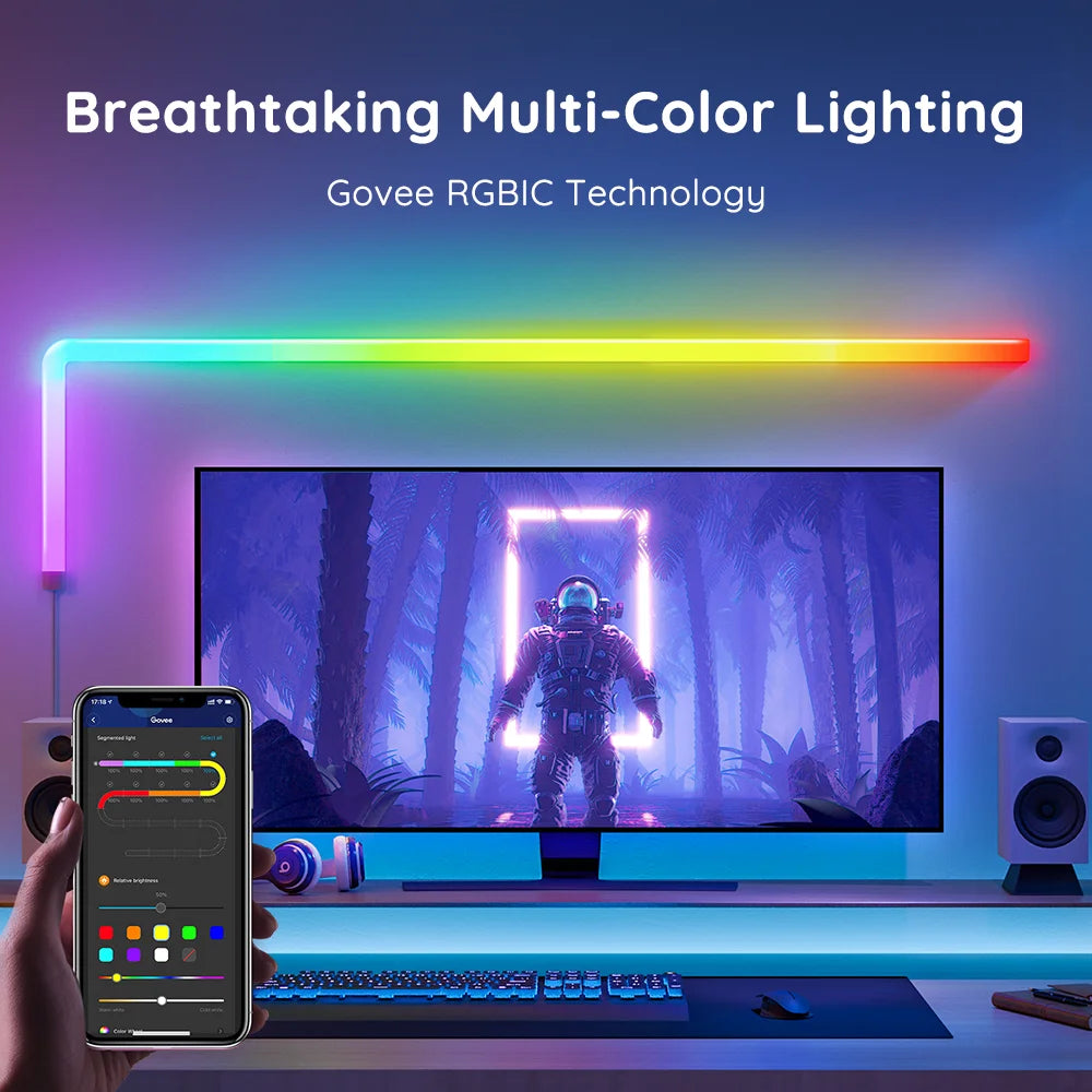 Barras de Luz LED de Govee Glide están diseñadas para crear ambientes envolventes y dinámicos en cualquier espacio, gracias a su avanzada tecnología RGBIC