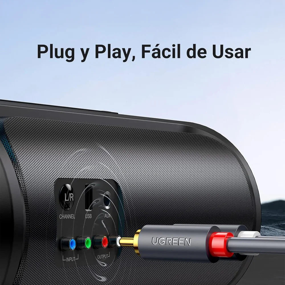Cable RCA UGREEN es la solución perfecta para quienes buscan una conexión de alta calidad entre sus dispositivos de audio y video. Diseñado específicamente para mejorar la experiencia sonora y visual, este cable es ideal para conectar equipos como amplificadores, reproductores de DVD, televisores, subwoofers, y sistemas de teatro en casa.