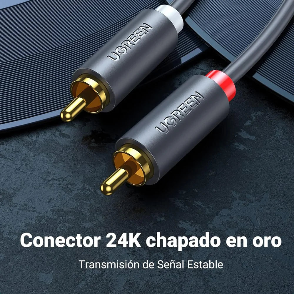 Cable RCA UGREEN es la solución perfecta para quienes buscan una conexión de alta calidad entre sus dispositivos de audio y video. Diseñado específicamente para mejorar la experiencia sonora y visual, este cable es ideal para conectar equipos como amplificadores, reproductores de DVD, televisores, subwoofers, y sistemas de teatro en casa.