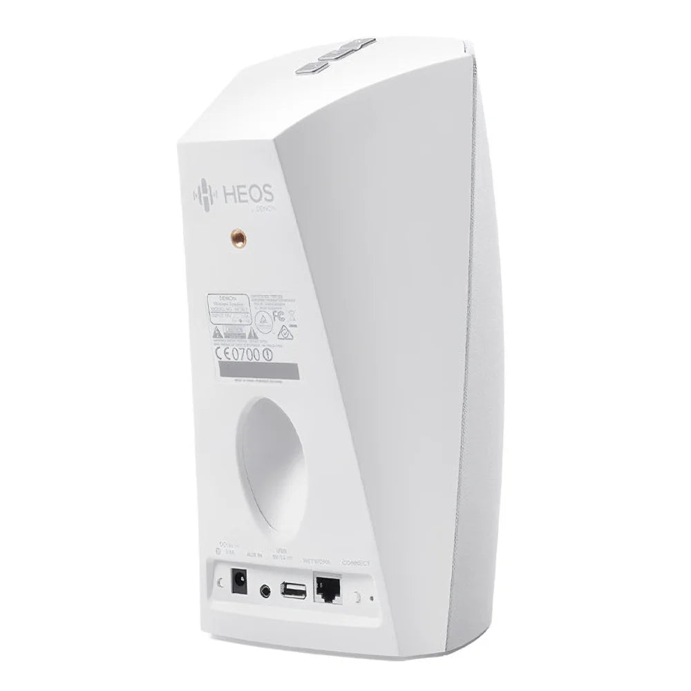 bocina inalámbrica Denon Heos 3 White entrega un sonido nítido, con bajos profundos y agudos cristalinos.