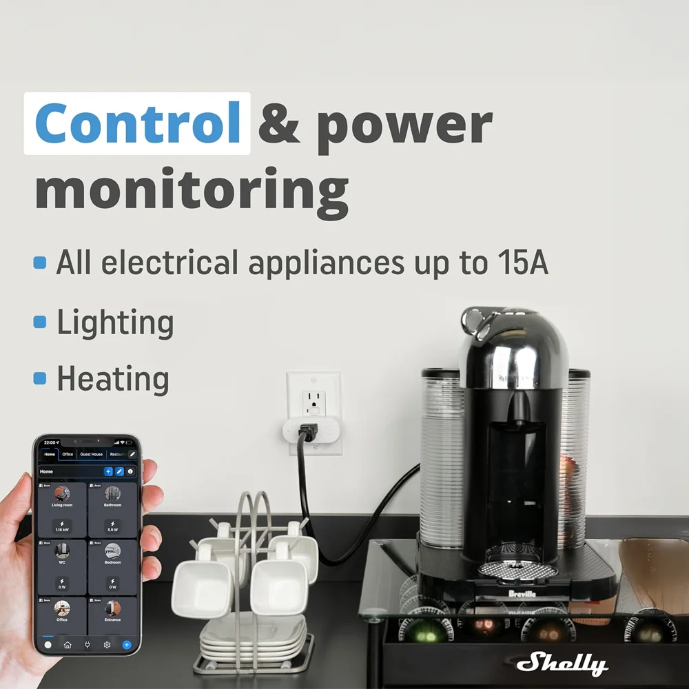 Shelly Plus Plug US es un enchufe inteligente de última generación que te permite controlar y automatizar cualquier electrodoméstico desde tu smartphone o mediante comandos de voz