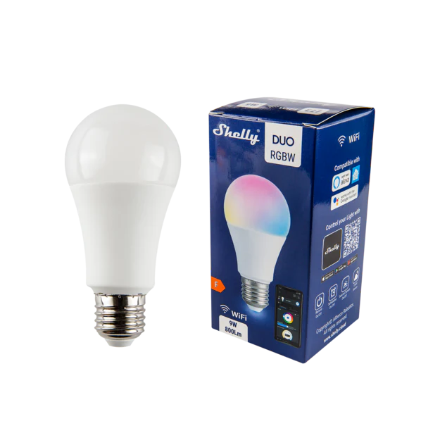 Foco WiFi SHELLY Multicolor te permite controlar la iluminación desde cualquier lugar, ajustar colores, programar horarios y mejorar la eficiencia energética de tu hogar