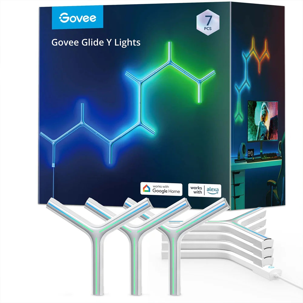 Govee Glide es la solución ideal para quienes buscan una iluminación moderna y personalizable. Con un diseño en Y y tecnología RGBIC