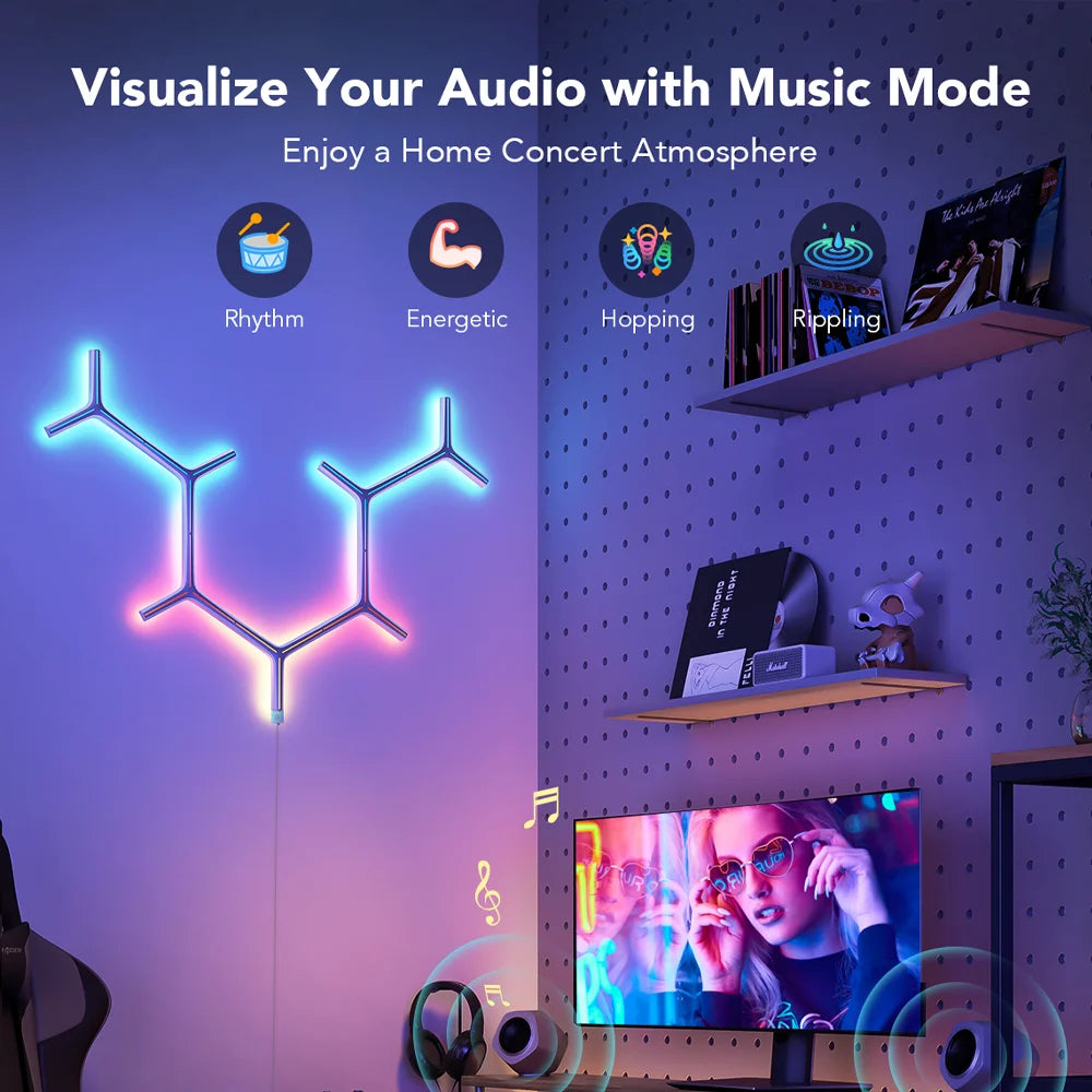 Govee Glide es la solución ideal para quienes buscan una iluminación moderna y personalizable. Con un diseño en Y y tecnología RGBIC