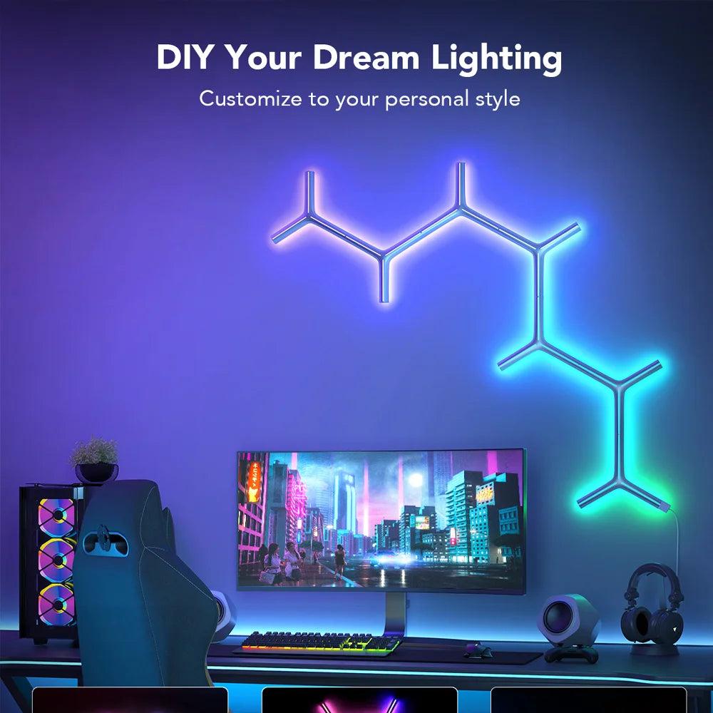 Govee Glide es la solución ideal para quienes buscan una iluminación moderna y personalizable. Con un diseño en Y y tecnología RGBIC