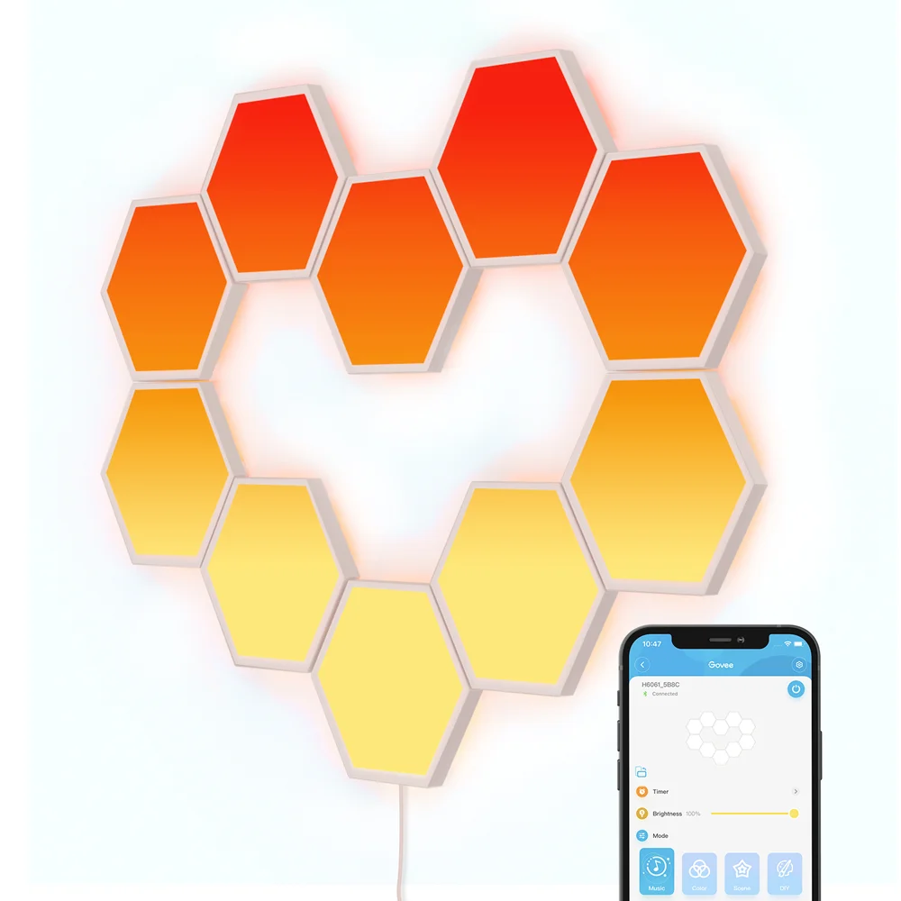 Govee Glide Hexa ofrece una combinación perfecta entre diseño moderno y tecnología de iluminación avanzada, con su sistema modular