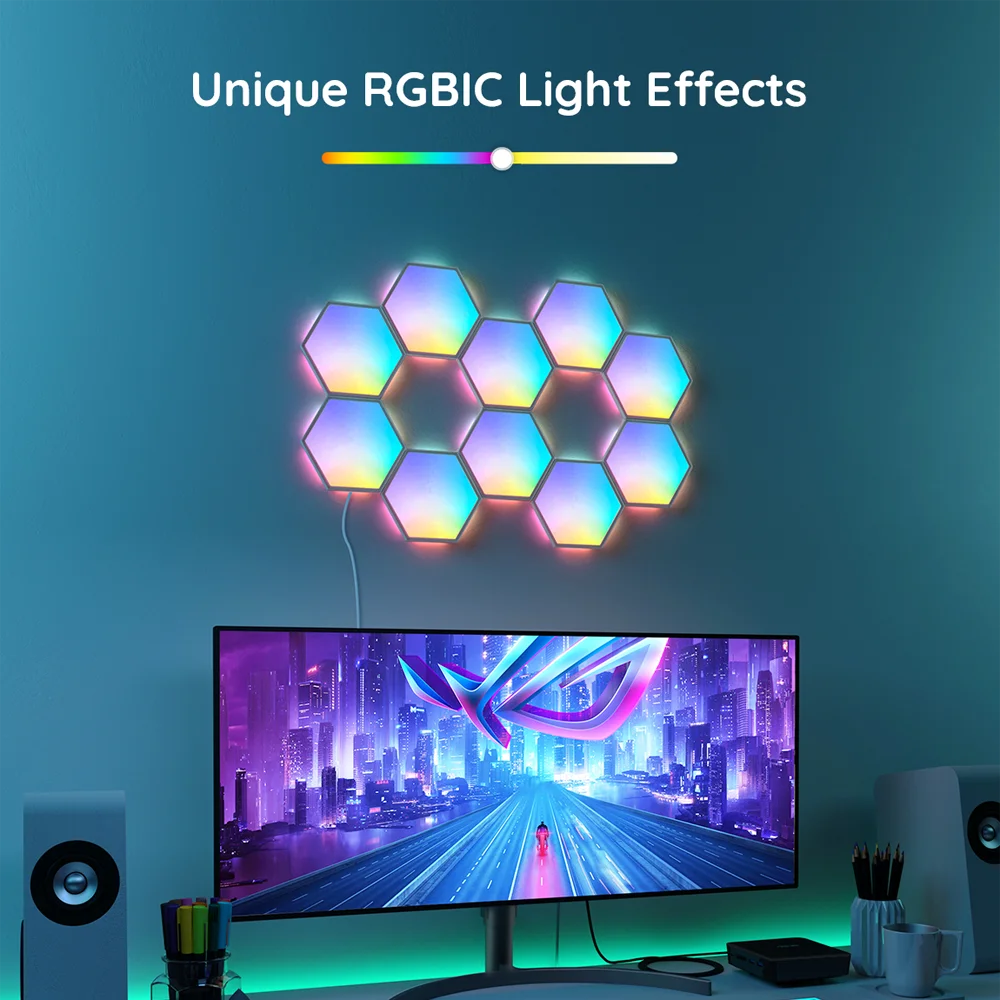 Govee Glide Hexa ofrece una combinación perfecta entre diseño moderno y tecnología de iluminación avanzada, con su sistema modular