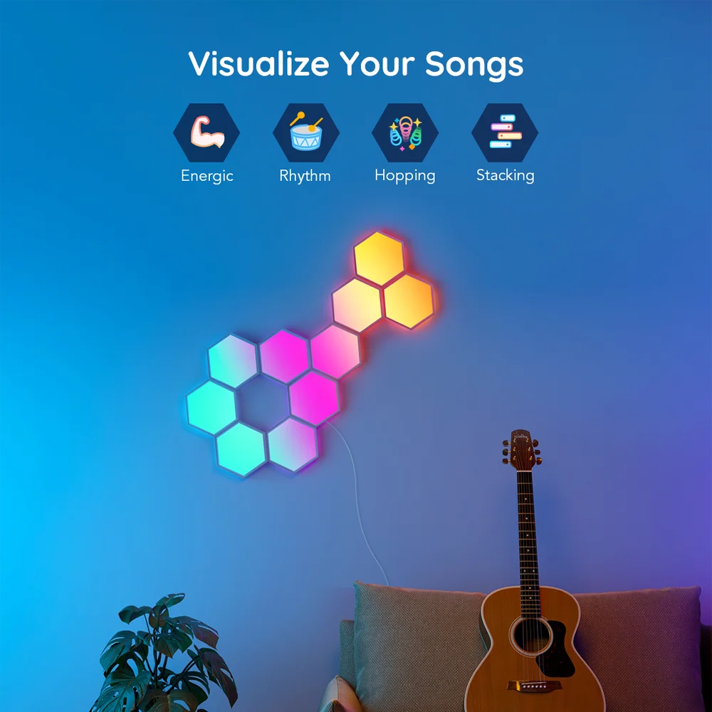 Govee Glide Hexa ofrece una combinación perfecta entre diseño moderno y tecnología de iluminación avanzada, con su sistema modular