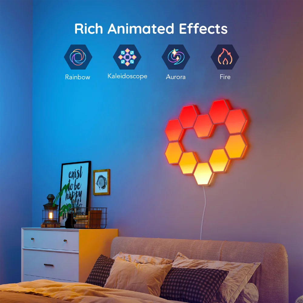 Govee Glide Hexa ofrece una combinación perfecta entre diseño moderno y tecnología de iluminación avanzada, con su sistema modular
