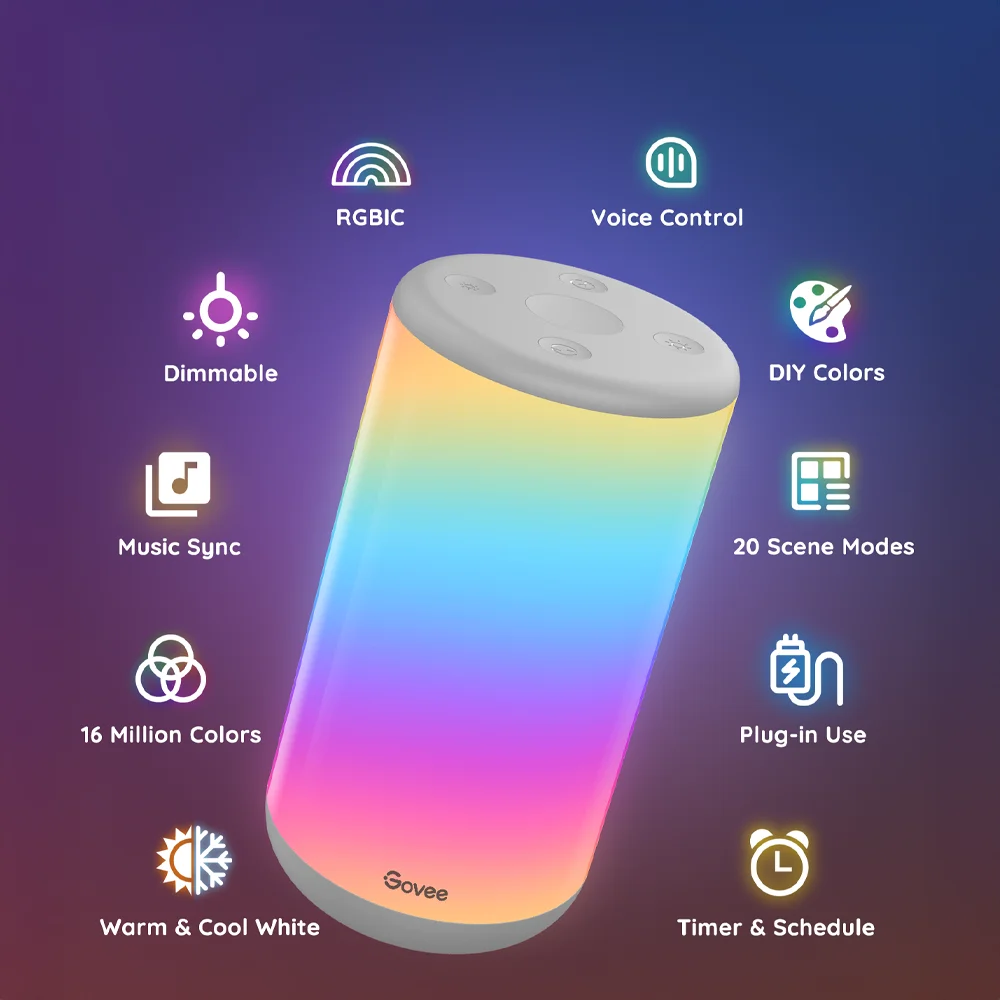 Lámpara de Mesa Inteligente Govee ofrece una iluminación versátil y moderna para cualquier habitación con tecnología avanzada RGBIC