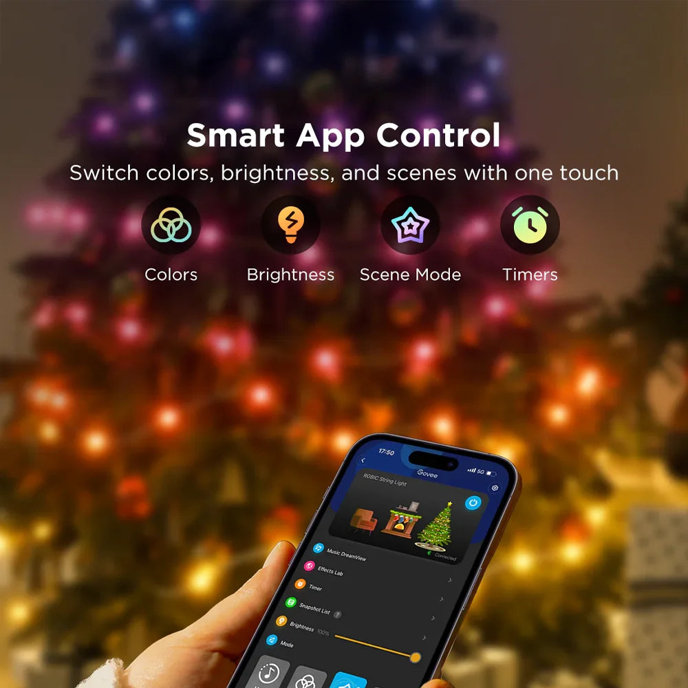 ¡Estas luces LED navideñas no son solo un elemento de decoración, son una invitación a disfrutar y a celebrar! Adquiere las tuyas y descubre una Navidad llena de color, tecnología y diversión con GOVEE.