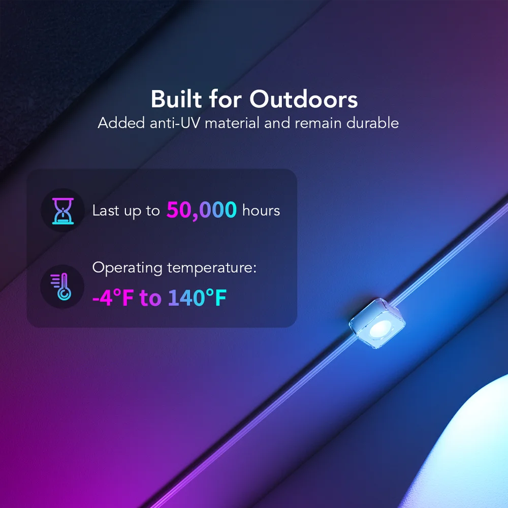 Luz LED Exterior Govee RGBIC Permanent Outdoor Lights está diseñada para transformar la apariencia de cualquier espacio al aire libre con una iluminación vibrante y personalizable.