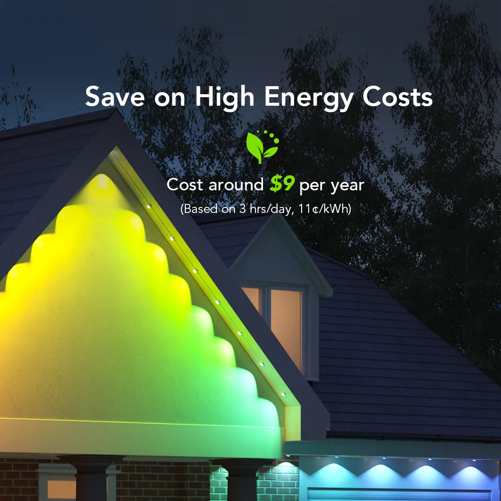Luz LED Exterior Govee RGBIC Permanent Outdoor Lights está diseñada para transformar la apariencia de cualquier espacio al aire libre con una iluminación vibrante y personalizable.