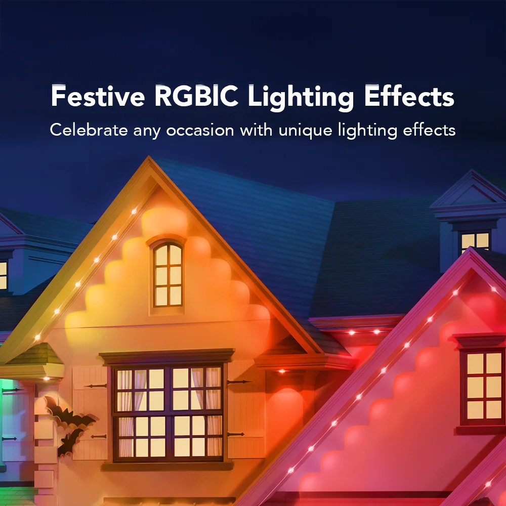 Luz LED Exterior Govee RGBIC Permanent Outdoor Lights está diseñada para transformar la apariencia de cualquier espacio al aire libre con una iluminación vibrante y personalizable.