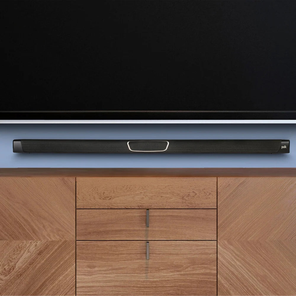 Polk Audio MagniFi MAX SR. Este sistema de sonido 5.1 incluye barra de sonido, subwoofer inalámbrico y altavoces surround traseros para transformar tu sala en un auténtico cine