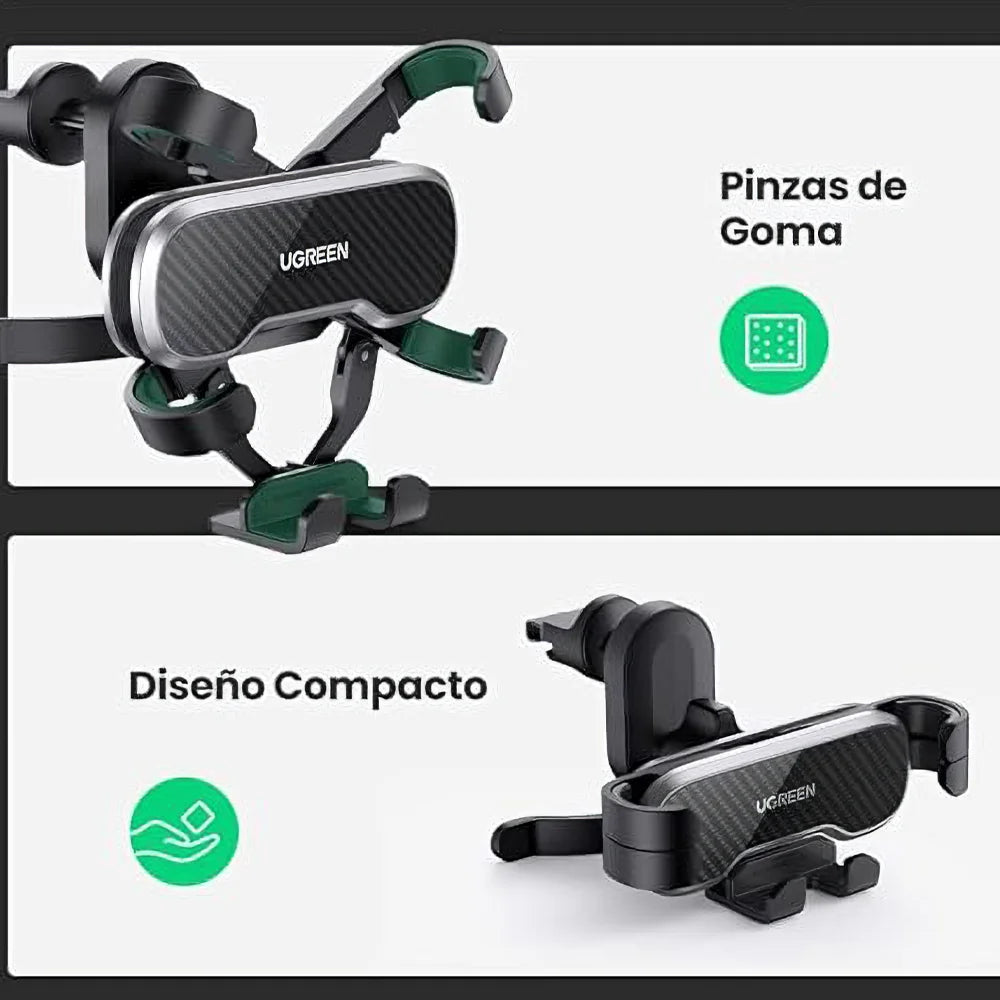 Porta Celular para el Auto UGREEN 80871 presenta un diseño elegante y minimalista que se integra perfectamente en el interior de cualquier vehículo, ofreciendo una solución práctica para mantener tu dispositivo al alcance y en una posición óptima durante la conducción