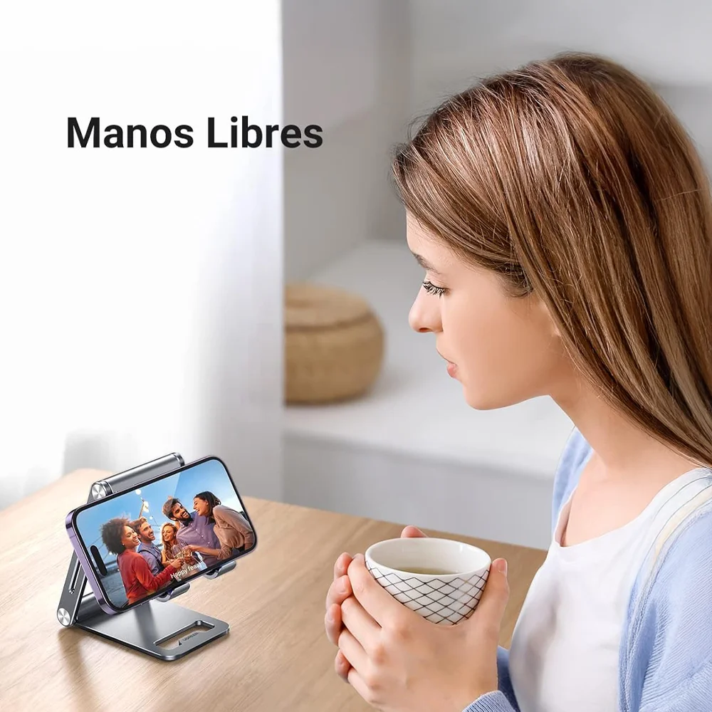 Soporte para celular UGREEN permite ajustar el ángulo de visión según tus necesidades, brindando una experiencia cómoda al ver videos, realizar videollamadas o navegar por internet