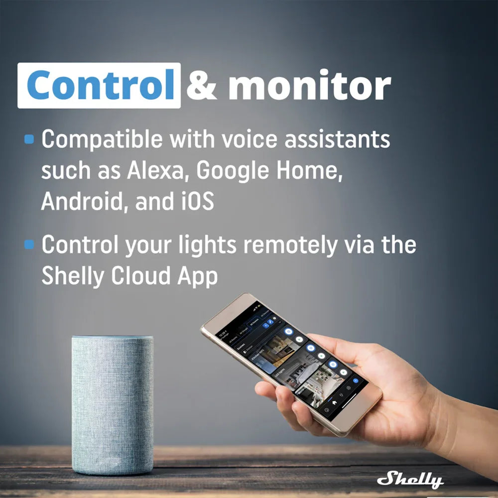Shelly Plus Wall Dimmer es un switch inteligente diseñado para transformar tu hogar en un espacio moderno y automatizado. Controla, programa y ajusta la intensidad de tus luces desde cualquier lugar, con total confianza y sin complicaciones