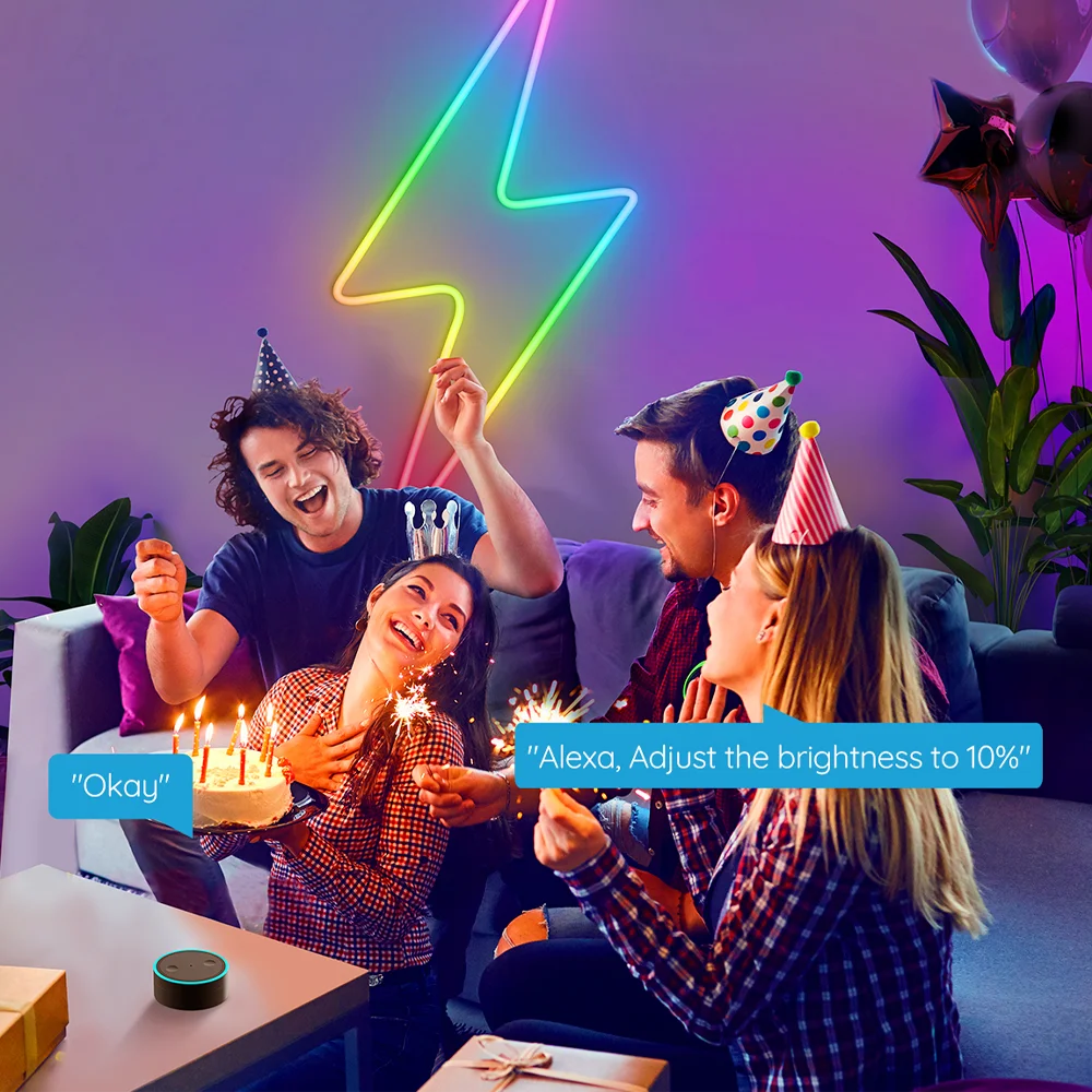 Tira LED Neón Govee cuenta con un diseño de silicona flexible que permite darle forma a cualquier patrón o figura.