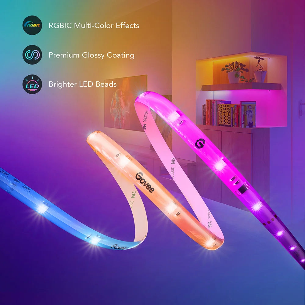 Tira Led Govee, diseñada para ofrecer una iluminación vibrante y totalmente personalizable con tecnología RGBIC