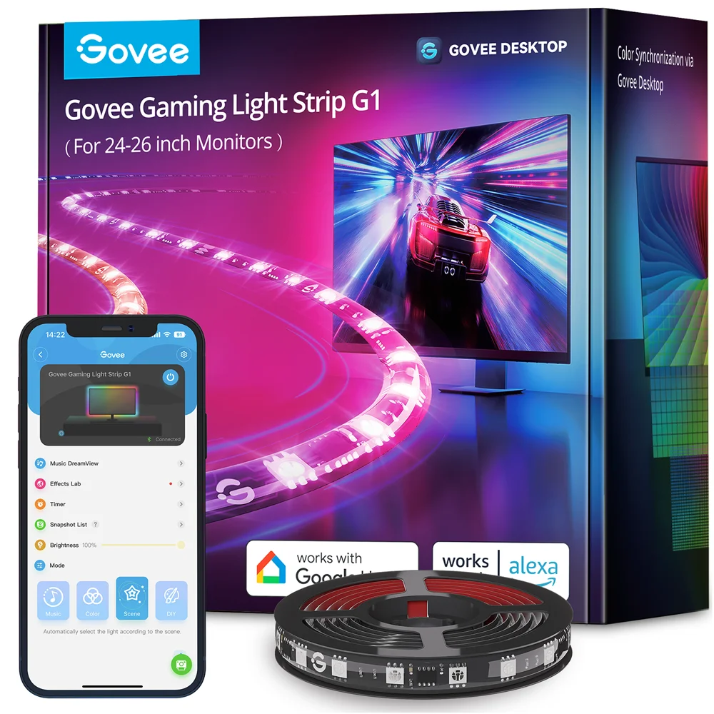 Tira de Luz LED Gamer G1 - GOVEE ofrece tecnología avanzada, conectividad inteligente y efectos visuales deslumbrantes que harán que tu experiencia de juego sea única