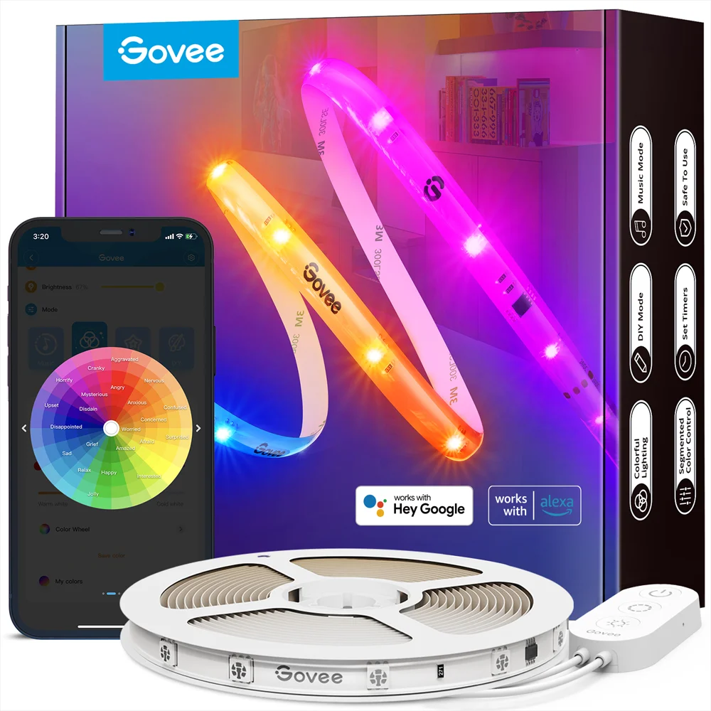 Tira Led Govee, diseñada para ofrecer una iluminación vibrante y totalmente personalizable con tecnología RGBIC