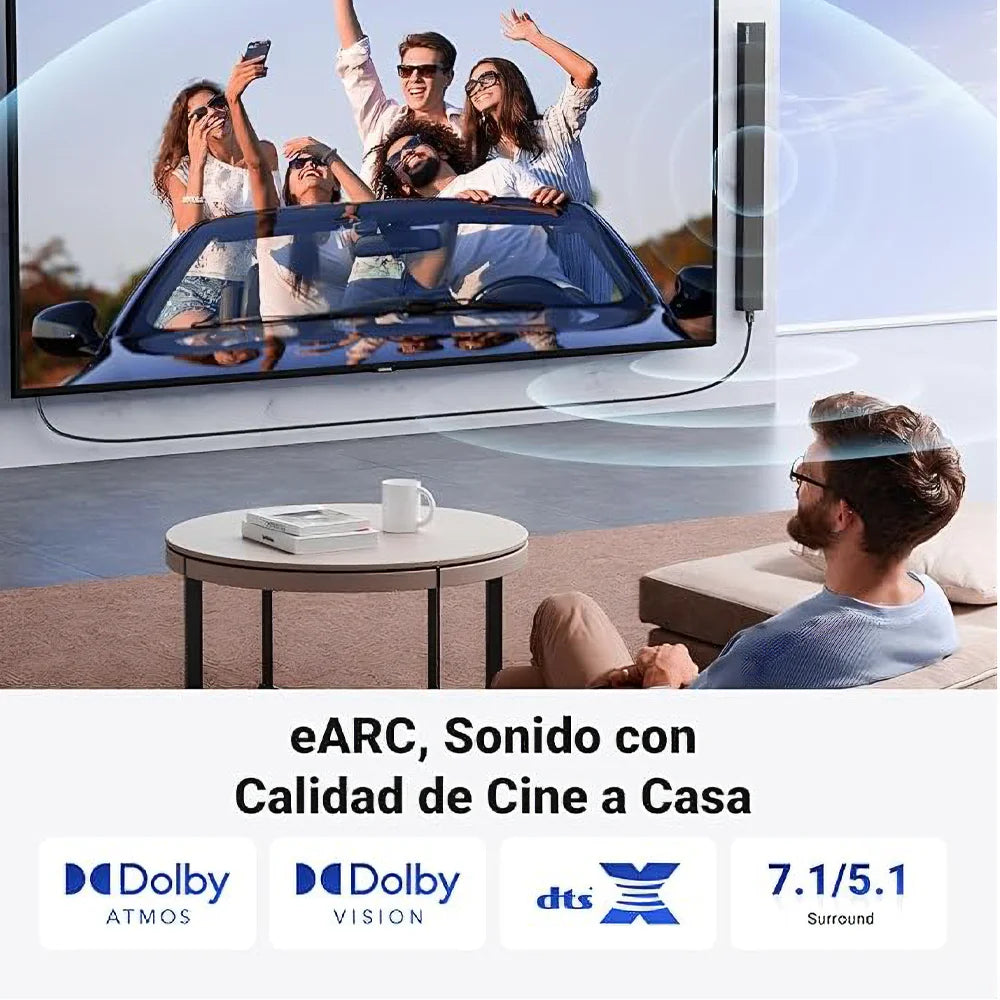 HDMI 2.1 UGREEN está diseñado para ofrecer la mejor calidad de imagen y sonido con resoluciones 8K a 60 Hz y 4K a 120 Hz. Ideal para gamers, amantes del cine y profesionales que buscan una transmisión sin interrupciones