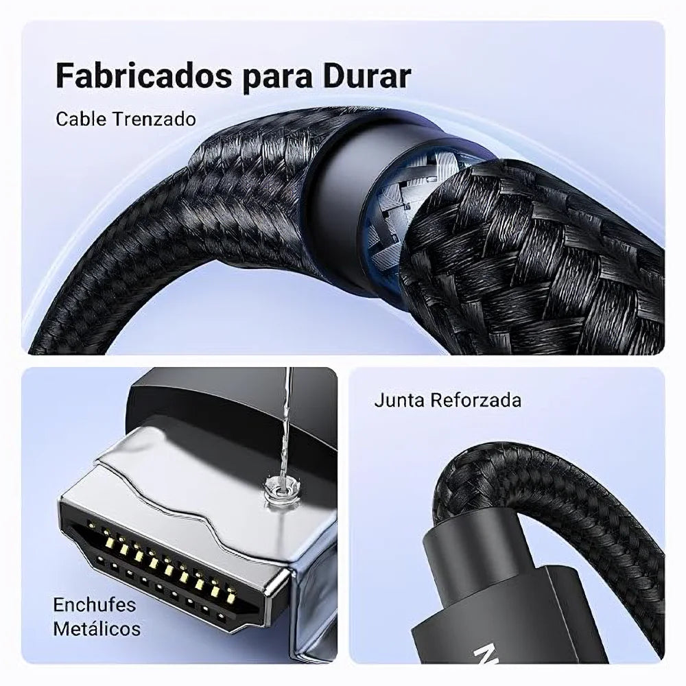 HDMI 2.1 UGREEN está diseñado para ofrecer la mejor calidad de imagen y sonido con resoluciones 8K a 60 Hz y 4K a 120 Hz. Ideal para gamers, amantes del cine y profesionales que buscan una transmisión sin interrupciones
