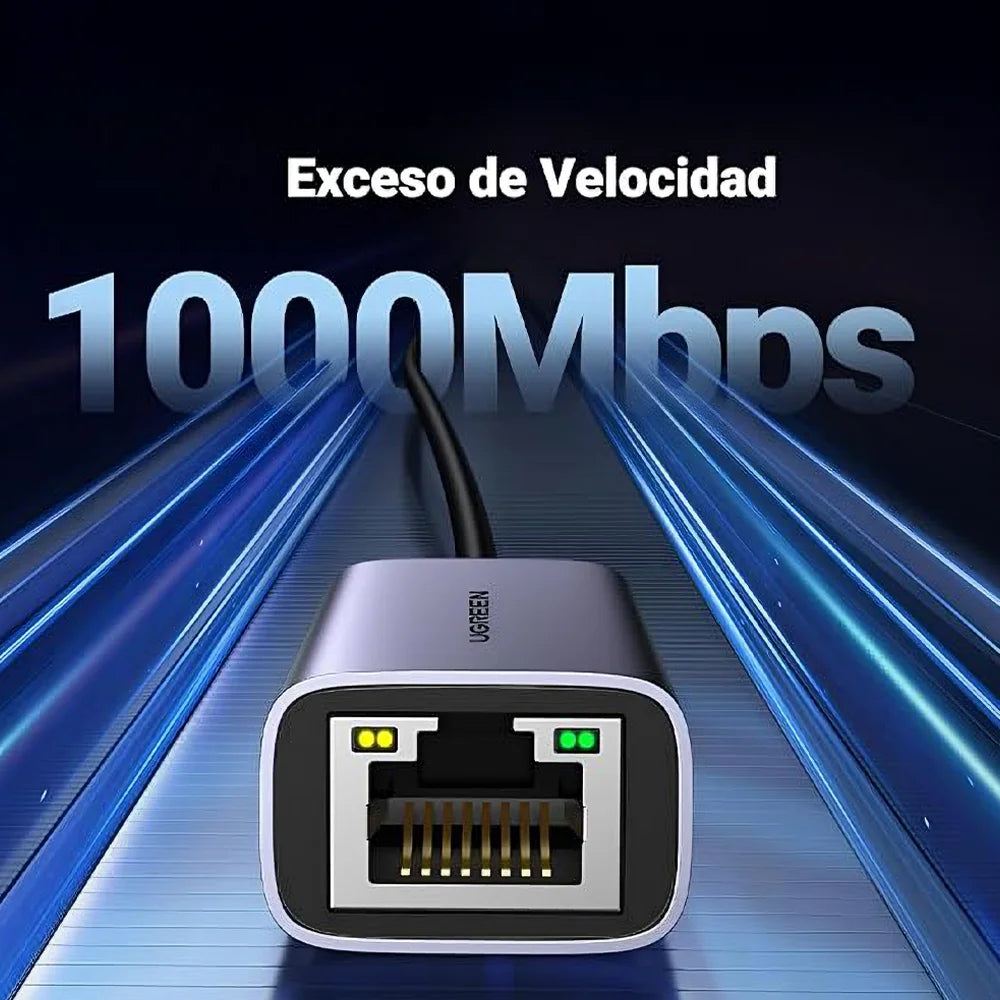 Con el USB Ethernet Adaptador UGREEN - USB-C 3.1 a RJ45, disfruta de una conexión rápida, estable y sin interrupciones con una velocidad de hasta 1 Gbps. Diseñado para profesionales, gamers y creadores de contenido que no pueden permitirse latencias ni caídas de conexión