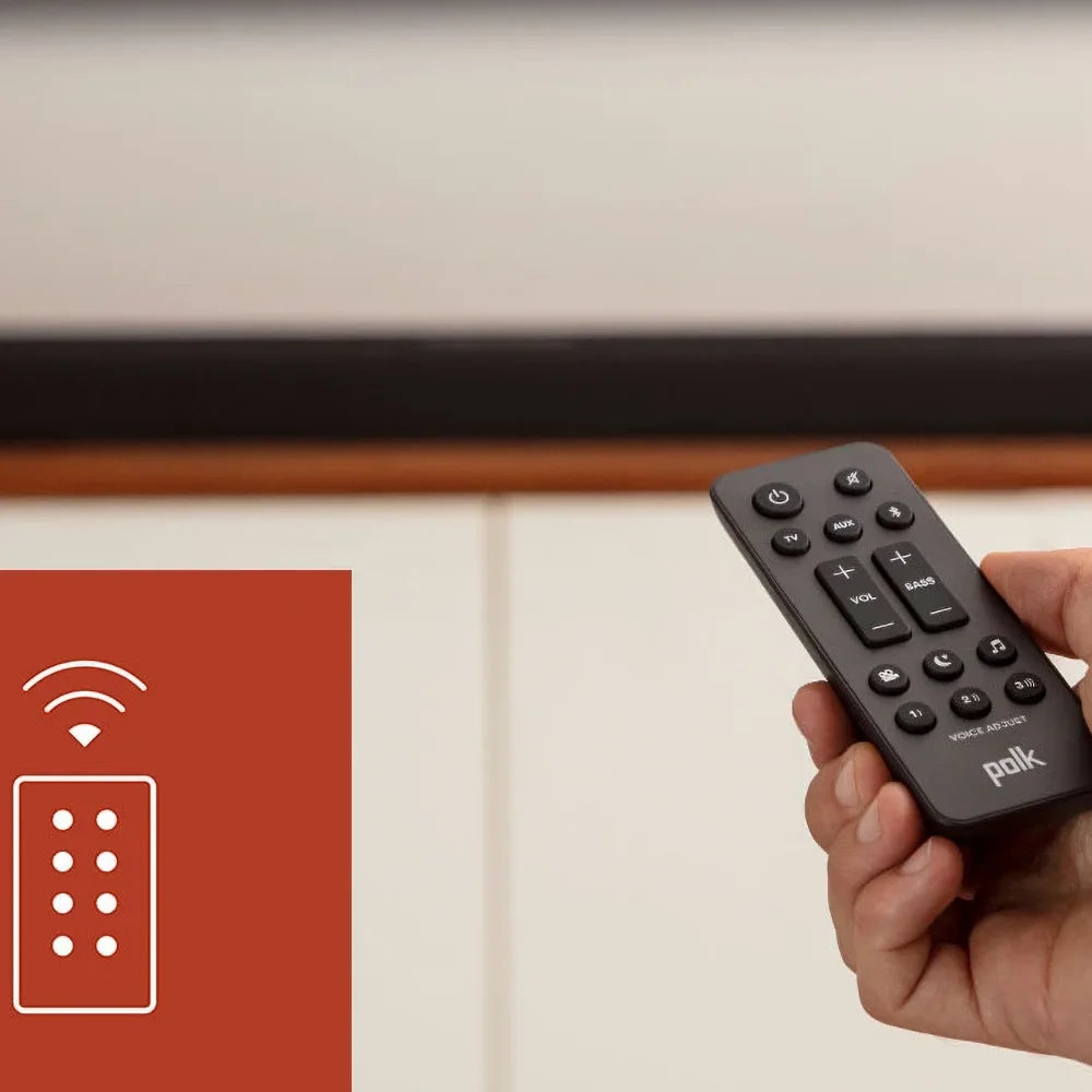 Barra de sonido Polk Signa S4 está equipada con tecnología Dolby Atmos, un potente subwoofer inalámbrico y el exclusivo sistema VoiceAdjust™
