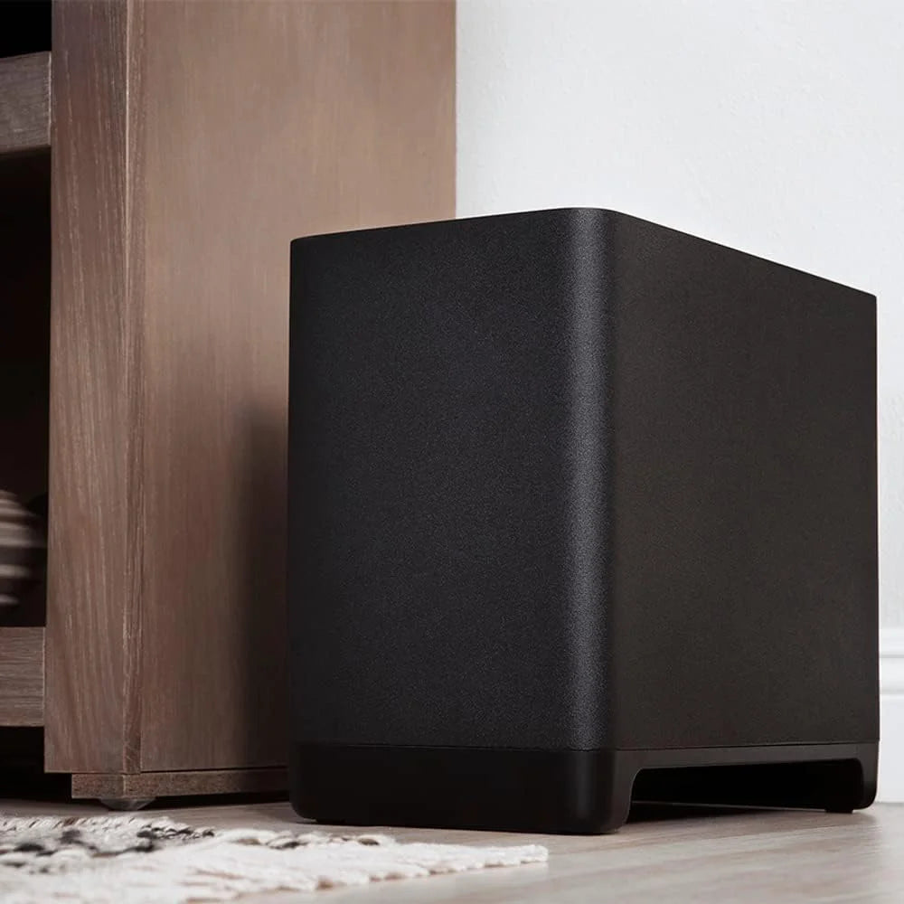 subwoofer para barra de sonido Polk React está diseñado para agregar un impacto de alto rendimiento, profundo y realista a tu música, películas y videojuegos