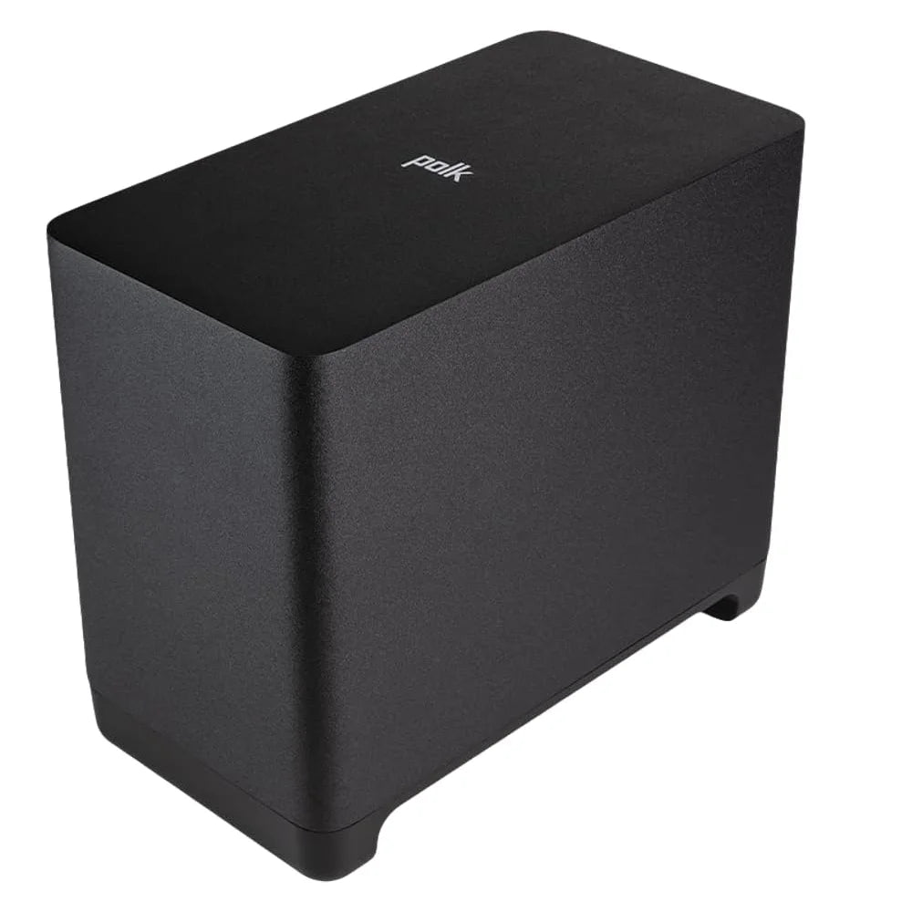 subwoofer para barra de sonido Polk React está diseñado para agregar un impacto de alto rendimiento, profundo y realista a tu música, películas y videojuegos