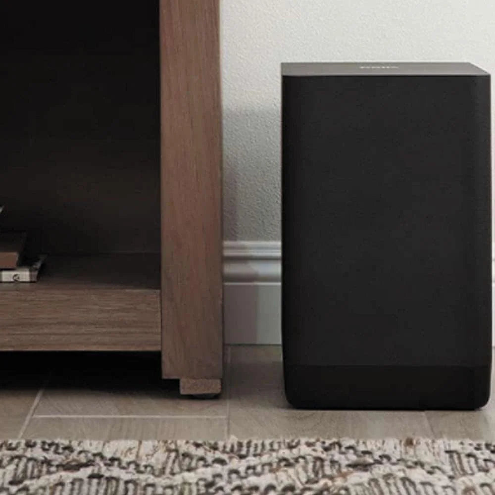 subwoofer para barra de sonido Polk React está diseñado para agregar un impacto de alto rendimiento, profundo y realista a tu música, películas y videojuegos