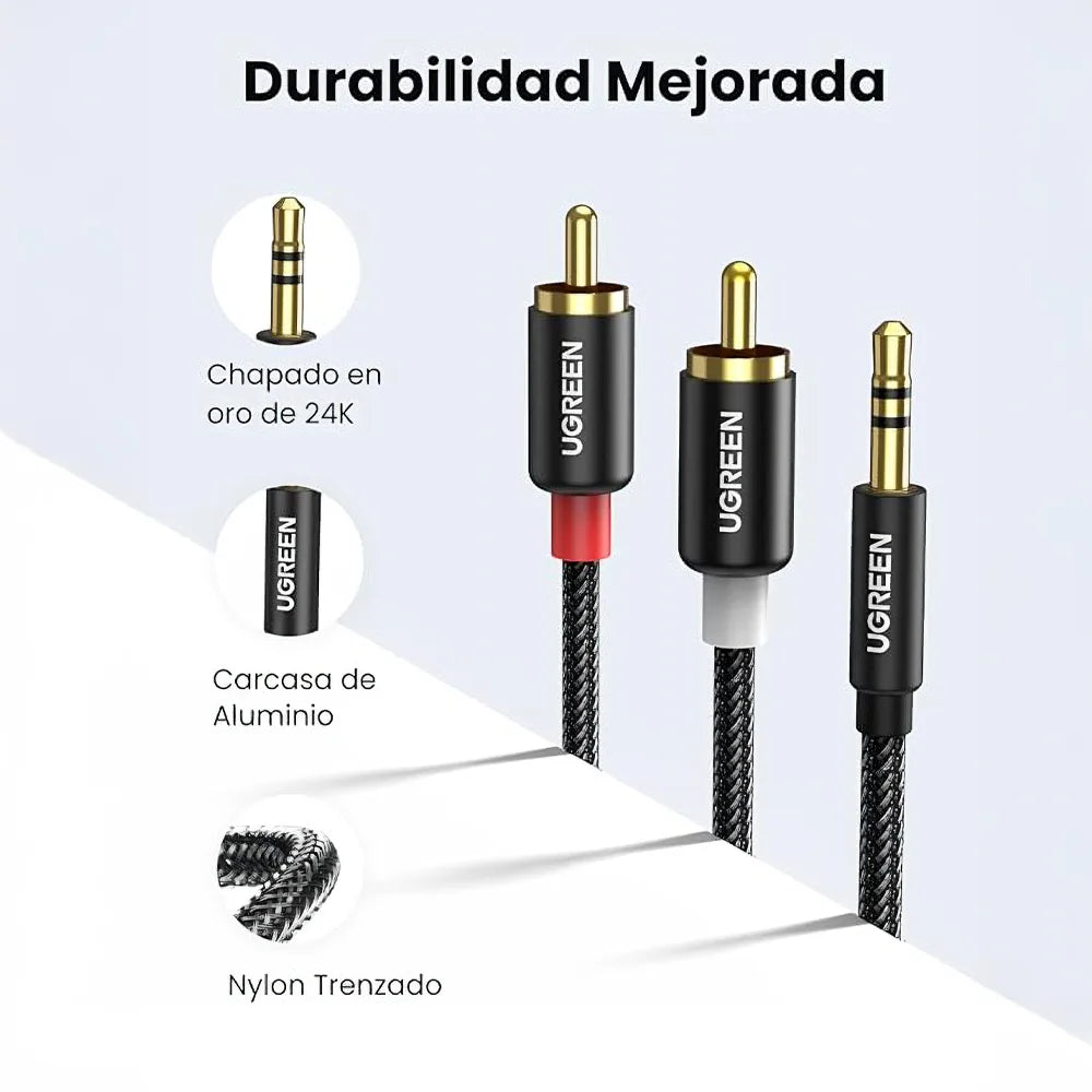El Cable RCA Plug UGREEN de 3 metros está diseñado para ofrecer una conexión estable y sin interferencias