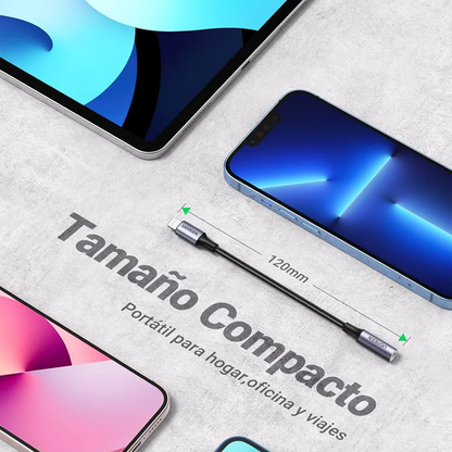 Con el Adaptador Lightning Jack UGREEN, podrás conectar cualquier dispositivo con conector Jack 3.5mm a tu iPhone o iPad de manera fácil y sin perder calidad de sonido
