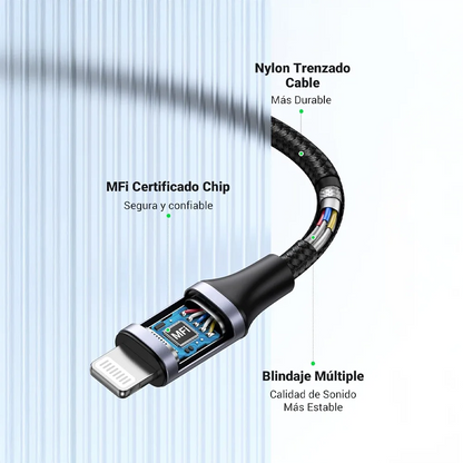 Con el Adaptador Lightning Jack UGREEN, podrás conectar cualquier dispositivo con conector Jack 3.5mm a tu iPhone o iPad de manera fácil y sin perder calidad de sonido