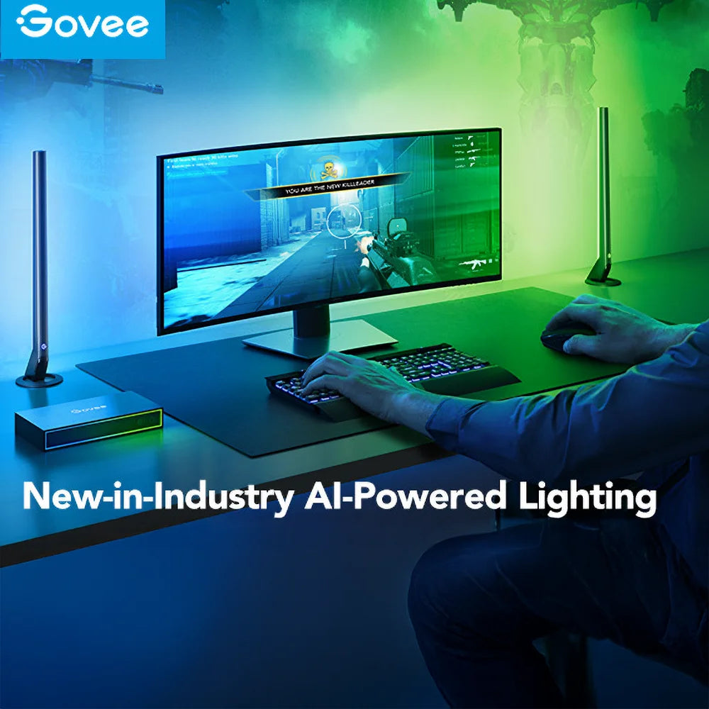 Barras LED Govee AI Gaming Sync Box Kit sincroniza en tiempo real la iluminación de tu espacio con la acción en pantalla