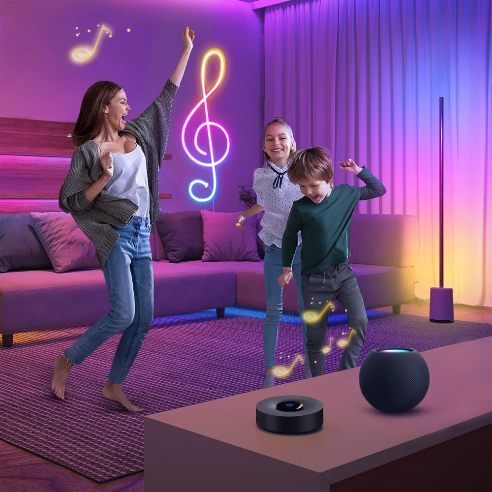 Con tecnología avanzada, esta caja sincroniza en tiempo real tus luces audiorrítmicas con la música, videojuegos o películas, creando una experiencia visual única.
