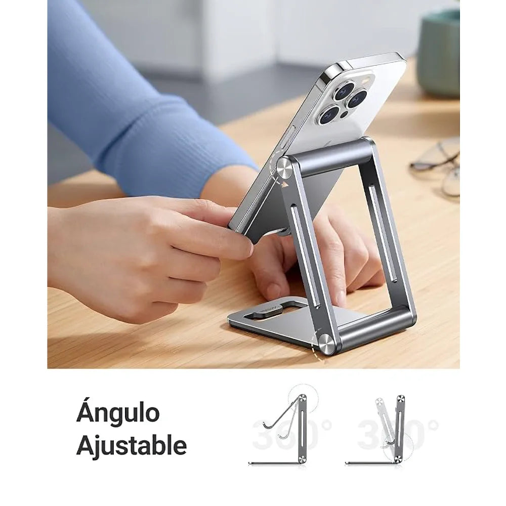 Soporte para celular UGREEN permite ajustar el ángulo de visión según tus necesidades, brindando una experiencia cómoda al ver videos, realizar videollamadas o navegar por internet